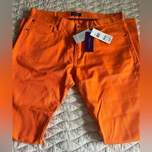 RALPH LAUREN ORANGE DENIM JEANS… MEN’S SIZE 36”WAIST.. 36” INSEAM.. NWD